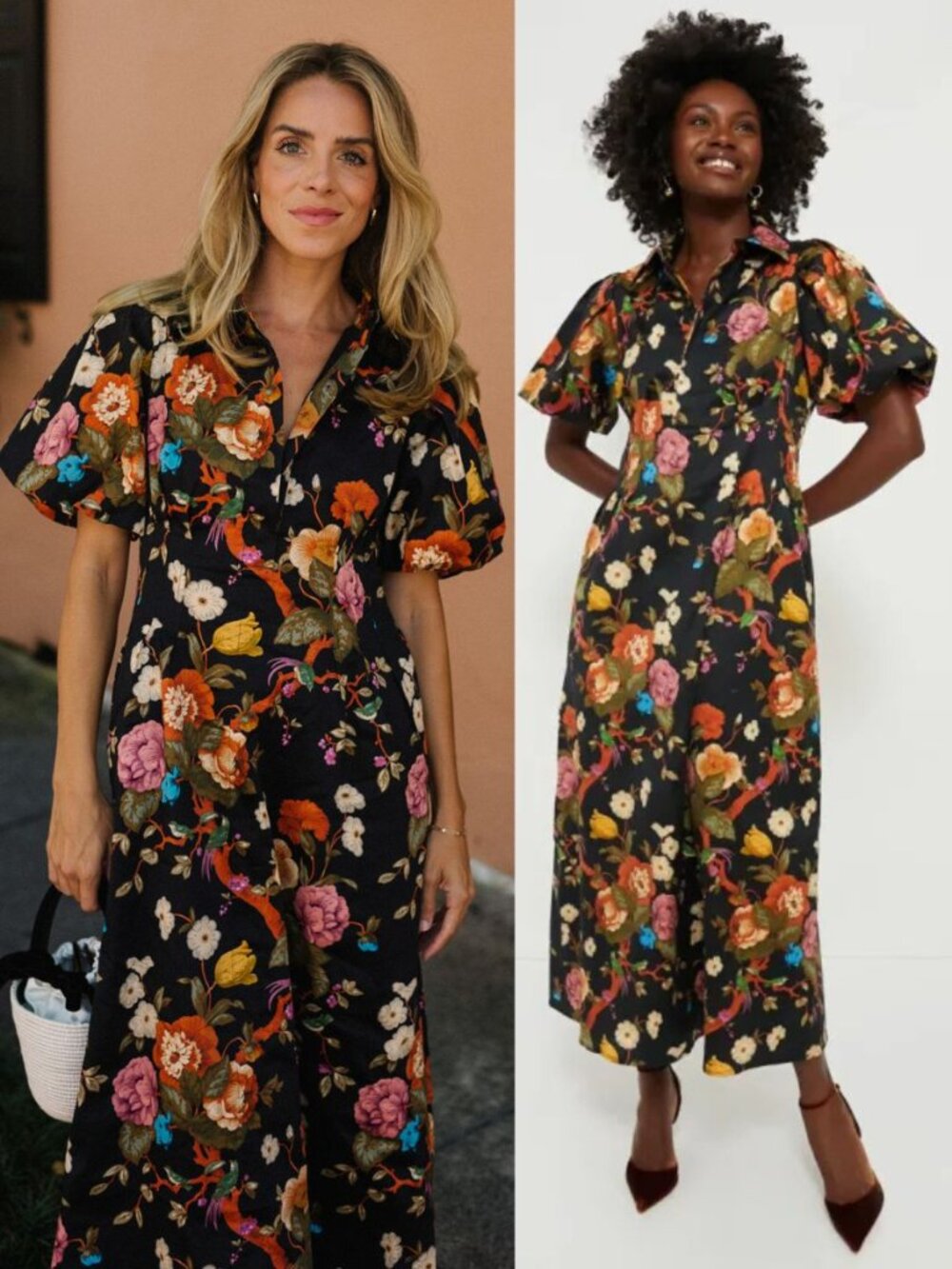 Tuckernuck Delaney Baroque Midi Dress Black Floral Size S